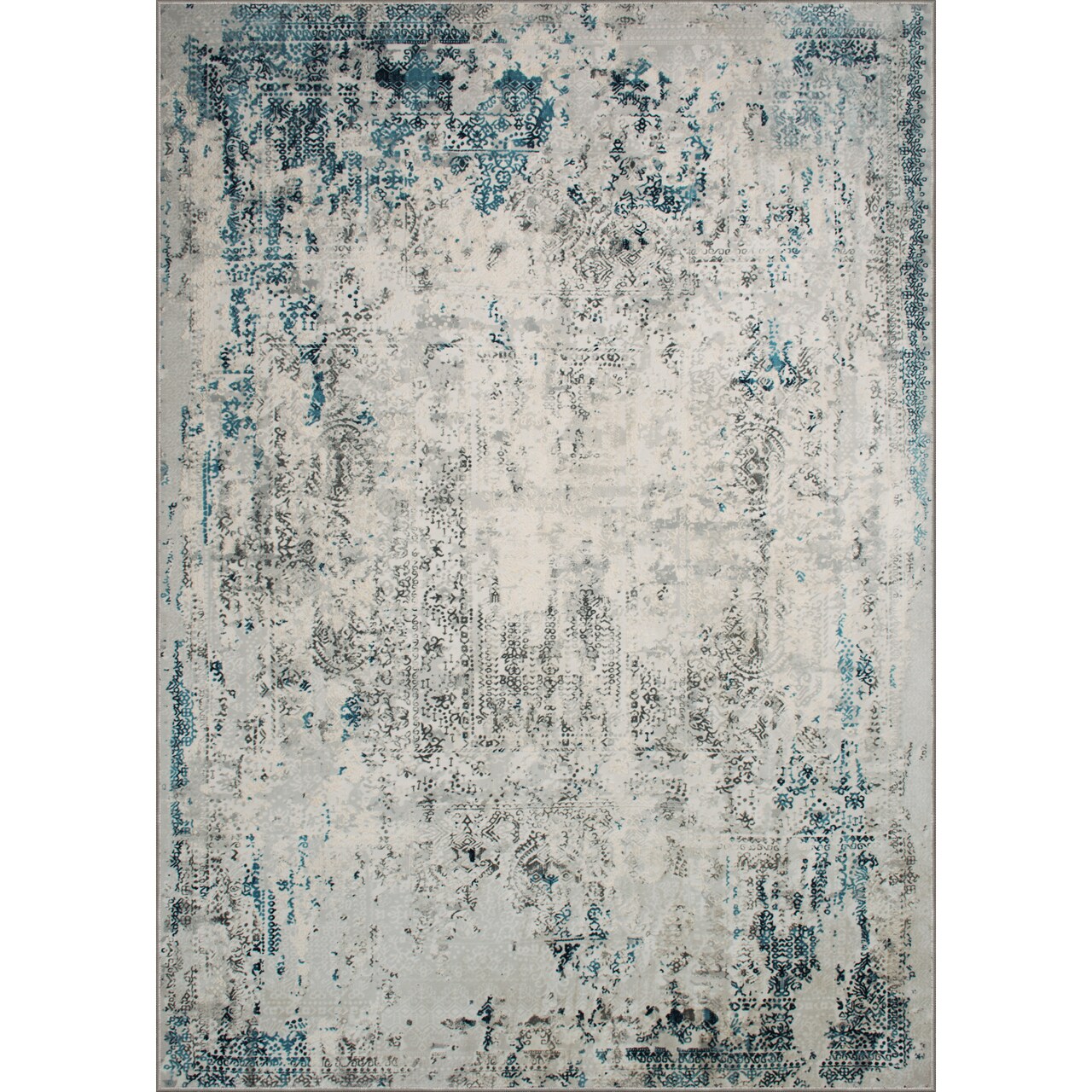 Signature Home Collection Classic-Style Rectangular Area Throw Rug - 7.75' x 10' - Gray and Blue